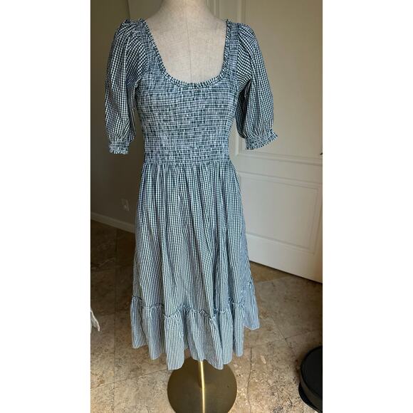 Hill House The Louisa Emerald Green Gingham Nap Dress - Picture 4 of 8